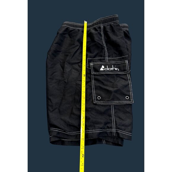 Clothin Mens 34 Black Cargo Swim Shorts With Pockets & Drawstring Waist - Picture 6 of 7